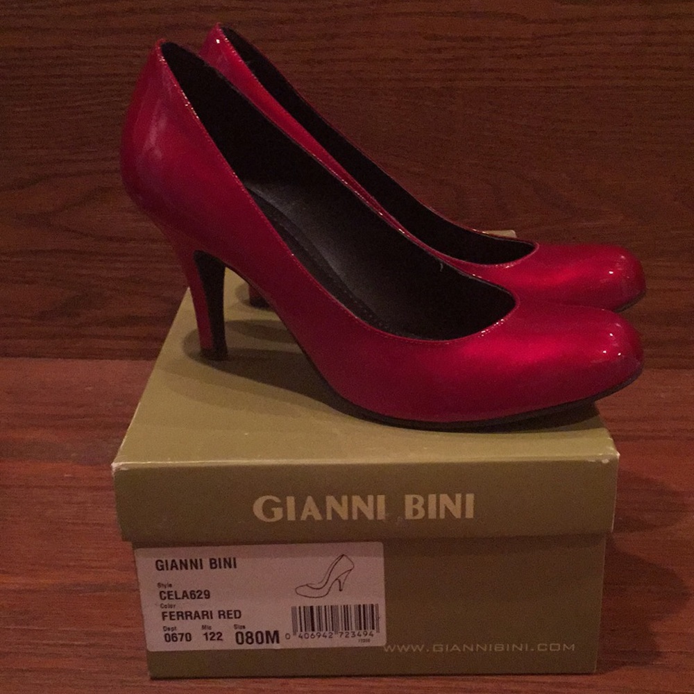 shiny red leather heels perfect for  Christmas!!